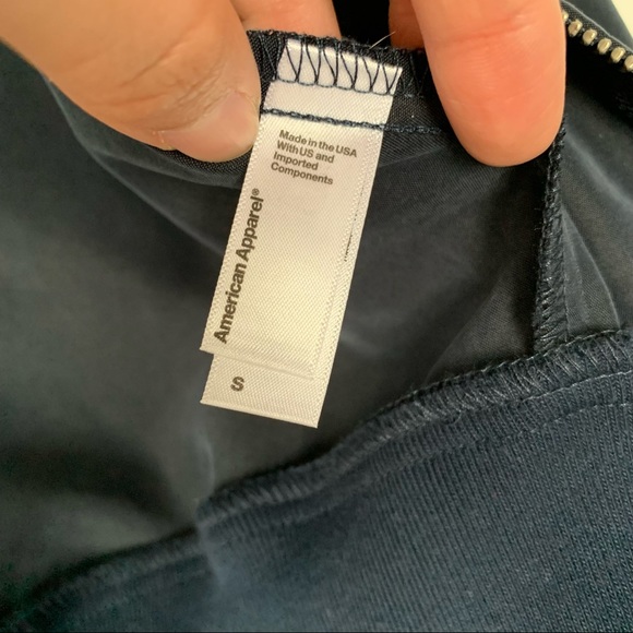 AMERICAN APPAREL Navy Blue Amelia Lightweight Silky Bomber Jacket - Picture 7 of 10